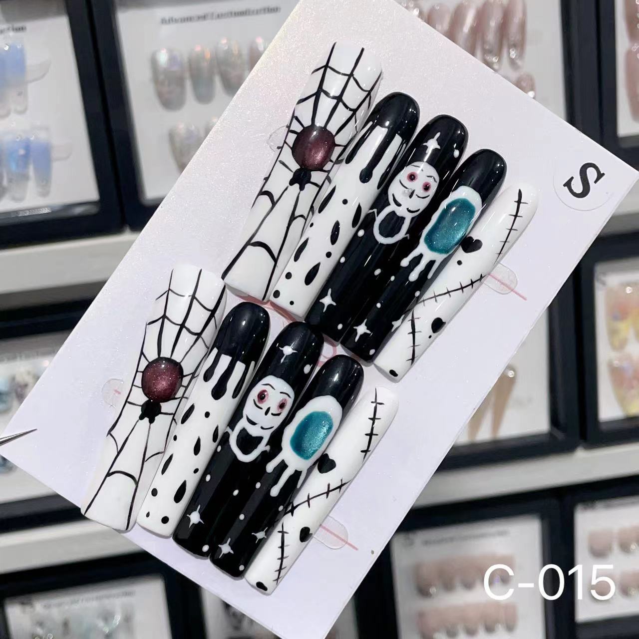 Extra Long 5.5cm Water Pipe Press-On Nails | Handmade Collection | Round Shape