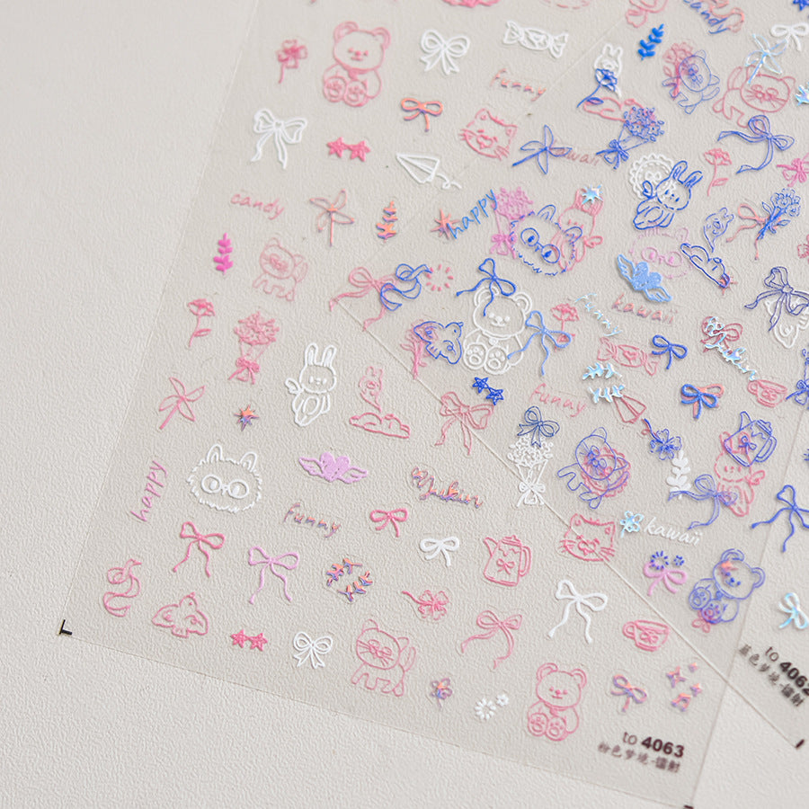 365nails: "Kawaii Animal Outline" – Nail Art Stickers