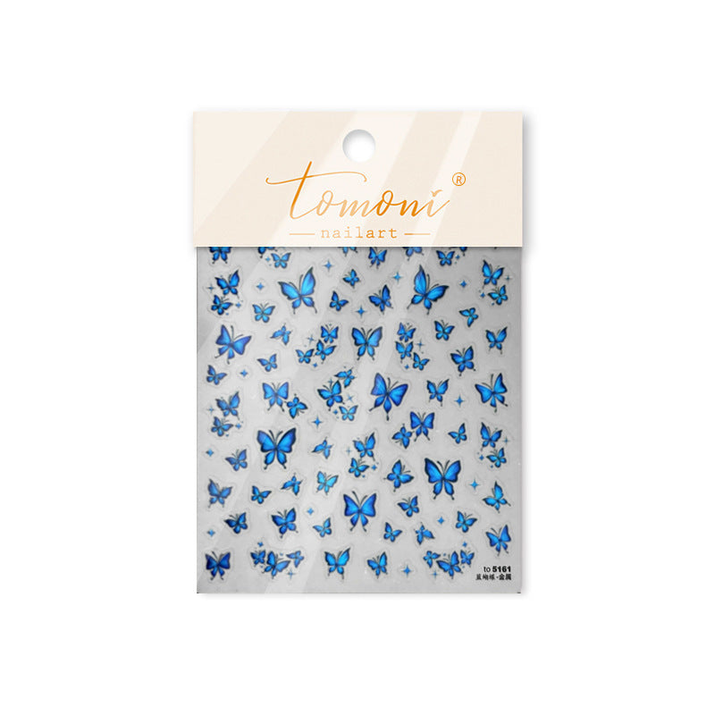 Sapphire Butterfly Collection: "Blue Morpho" – 3D Metallic Nail Sticker
