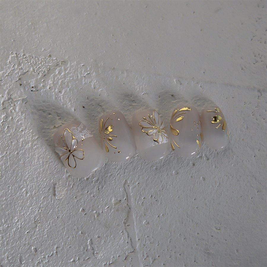 365nails: "Feuille d'or papillon et fleur dessin au trait" – Autocollants pour ongles