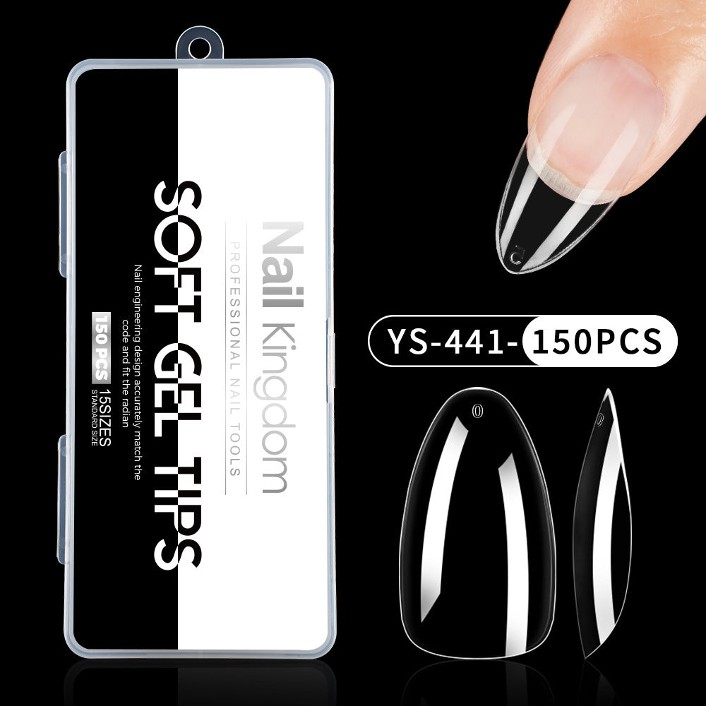 Nail Tips Full number of special nail pads for nail salons, transparent and seamless 150 pcs, boxed press on nails pads, almond trapezoidal fake nails.
