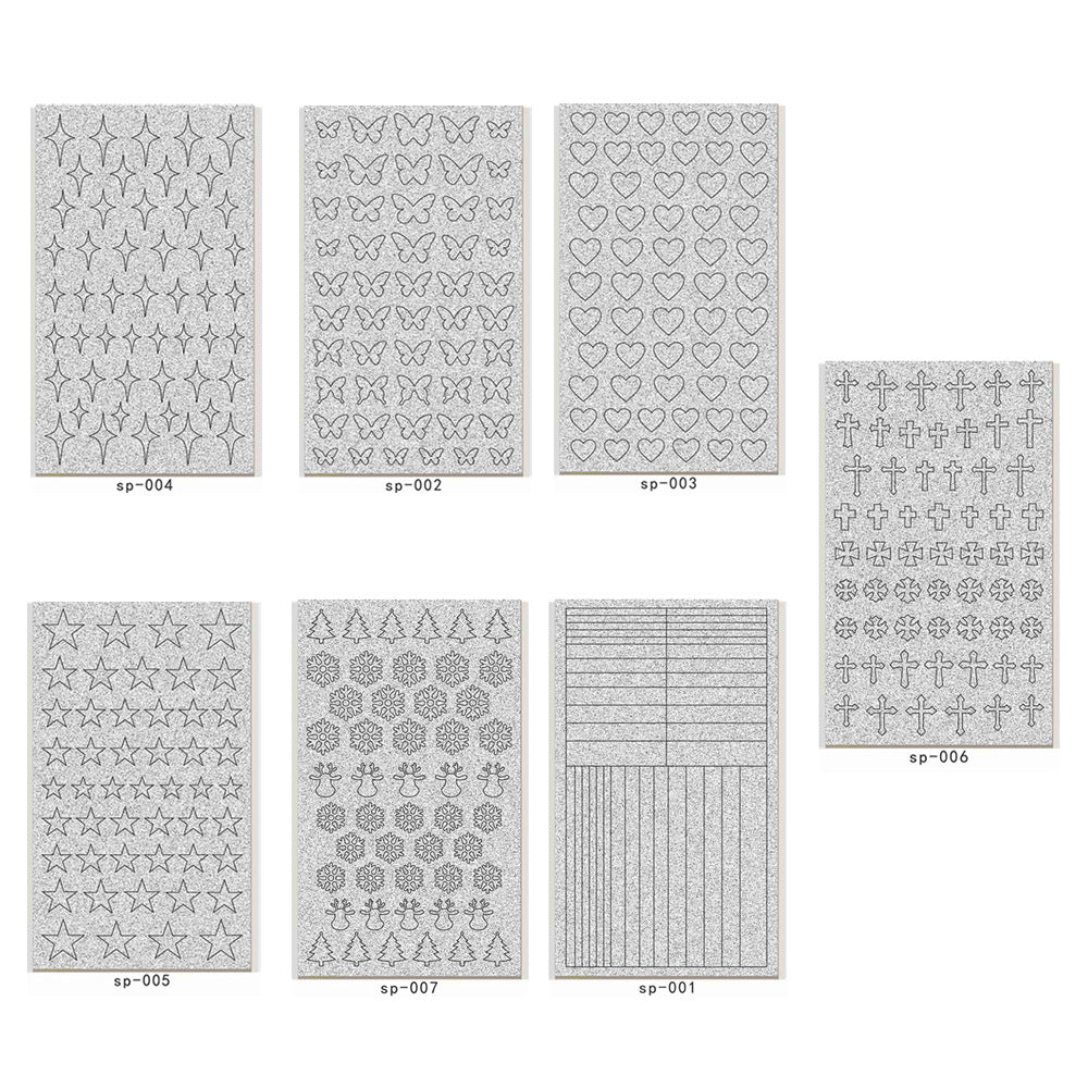 Glitter Outline Nail Sticker Collection – Minimalist Geometric & Festive Set