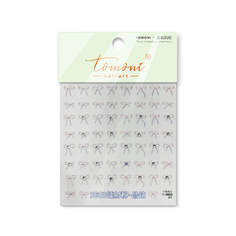 Holographic Bow: "Iridescent Pink Crystal" – 3D Nail Sticker