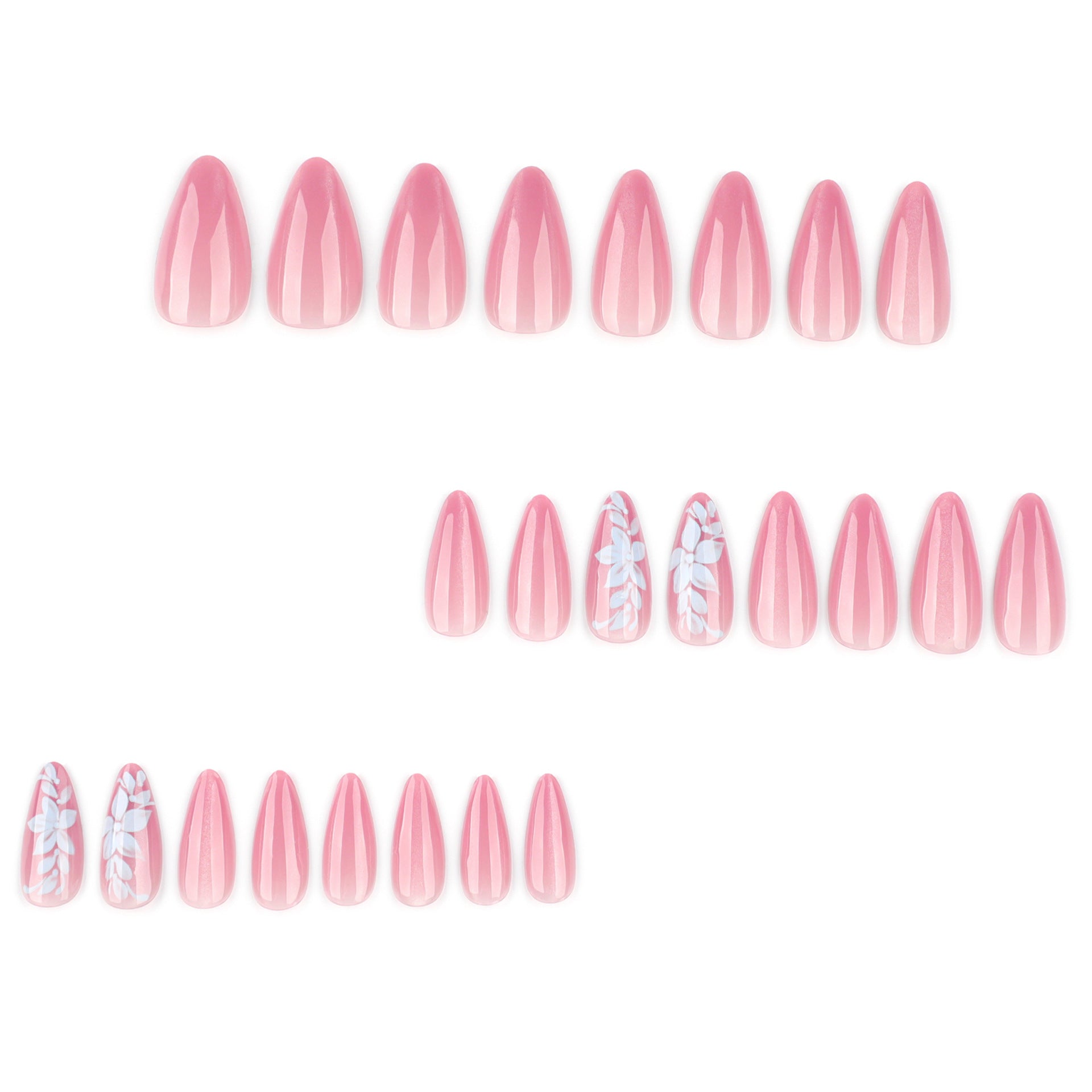 Fresh leaves flowers cat eyes sparkling almonds press-on nails