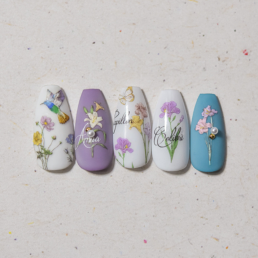 365nails: "Vintage Floral & Hummingbird" – nail art stickers