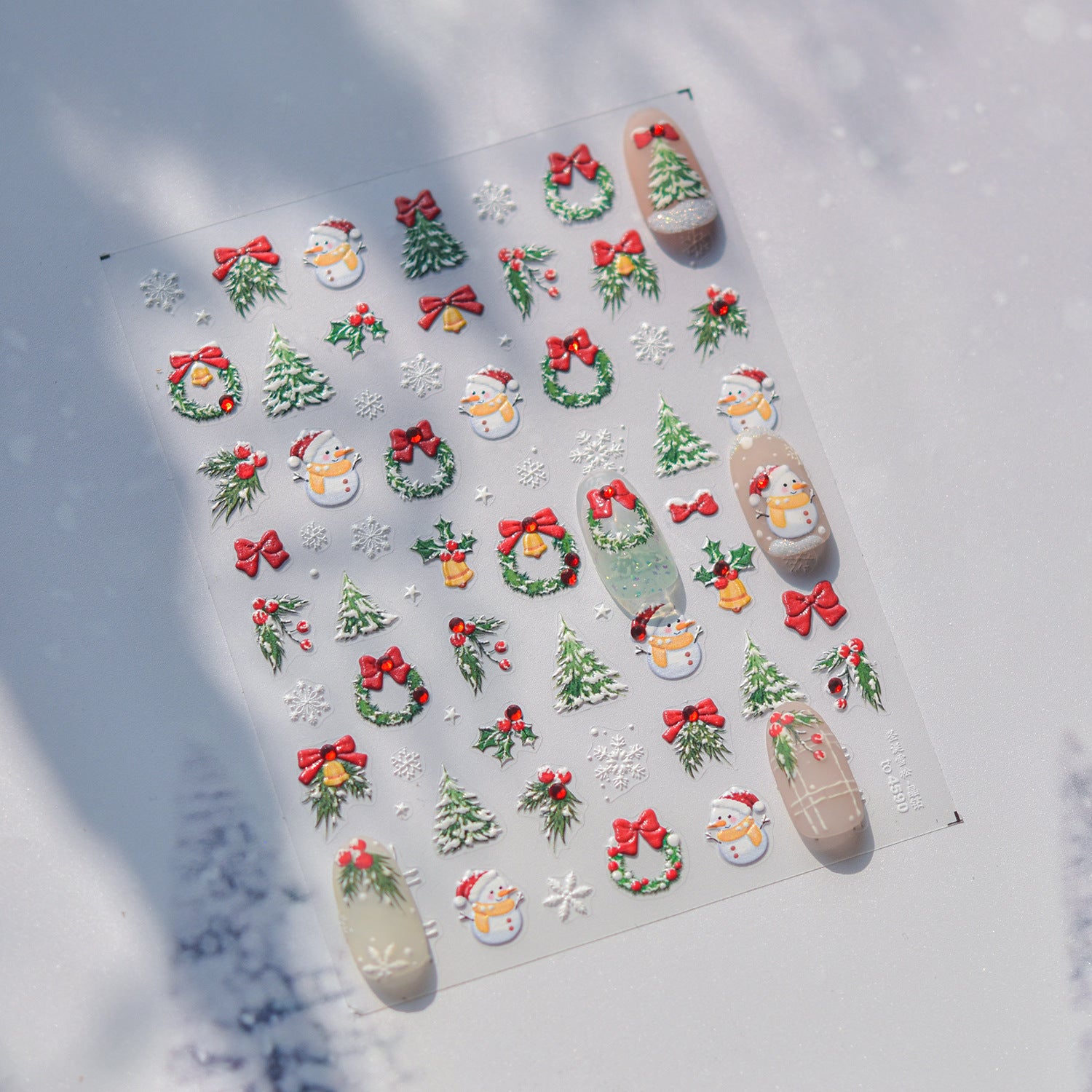 365nails: "Boneco de Neve e Guirlanda de Natal" – Adesivos para Unhas