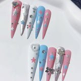 Pastel Star Crystal Sweet Press On Nail Set
