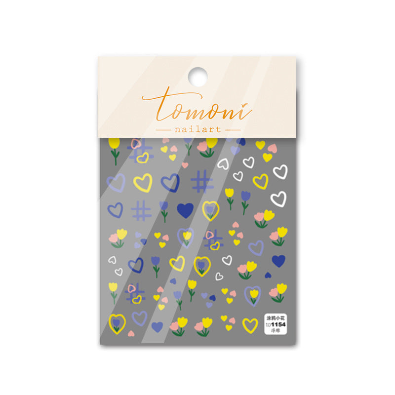 Fresh Floral: "Tulip & Heart" – 3D Embossed Nail Sticker