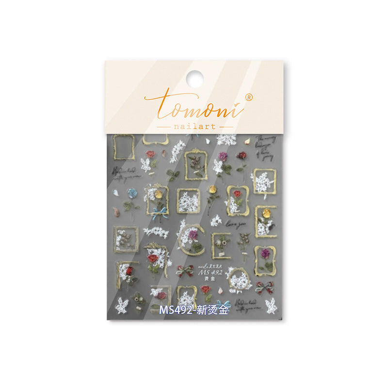 365nails: "Floral cadre doré vintage" – Autocollants de nail art
