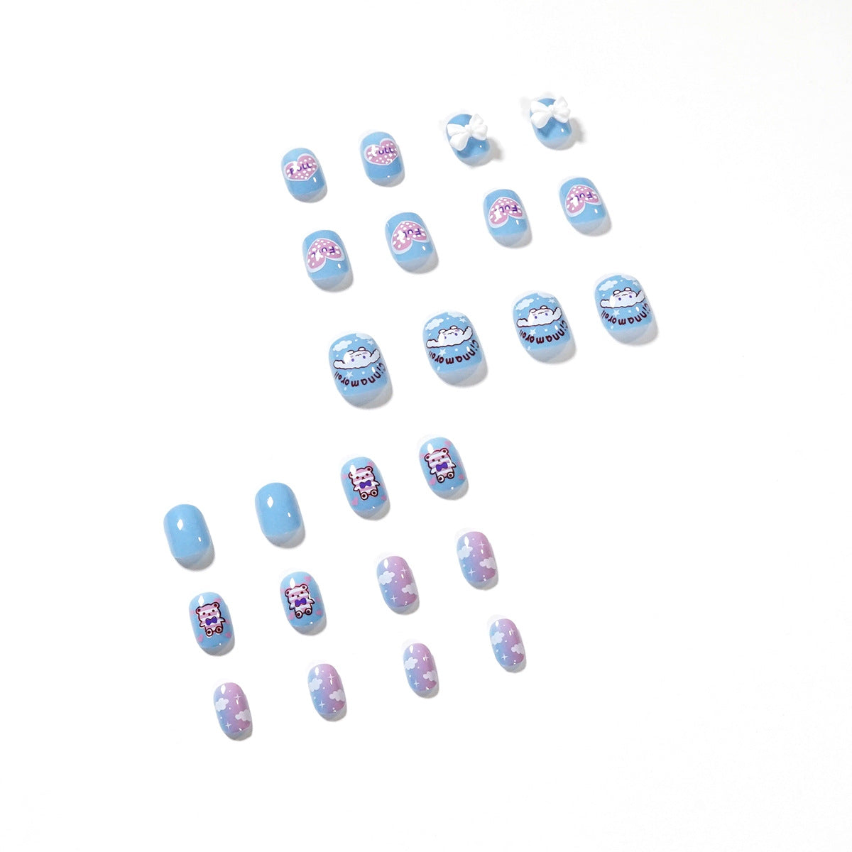 Uñas postizas Dream Sweetheart Bear, terminadas, removibles, venta de fábrica | 365nails