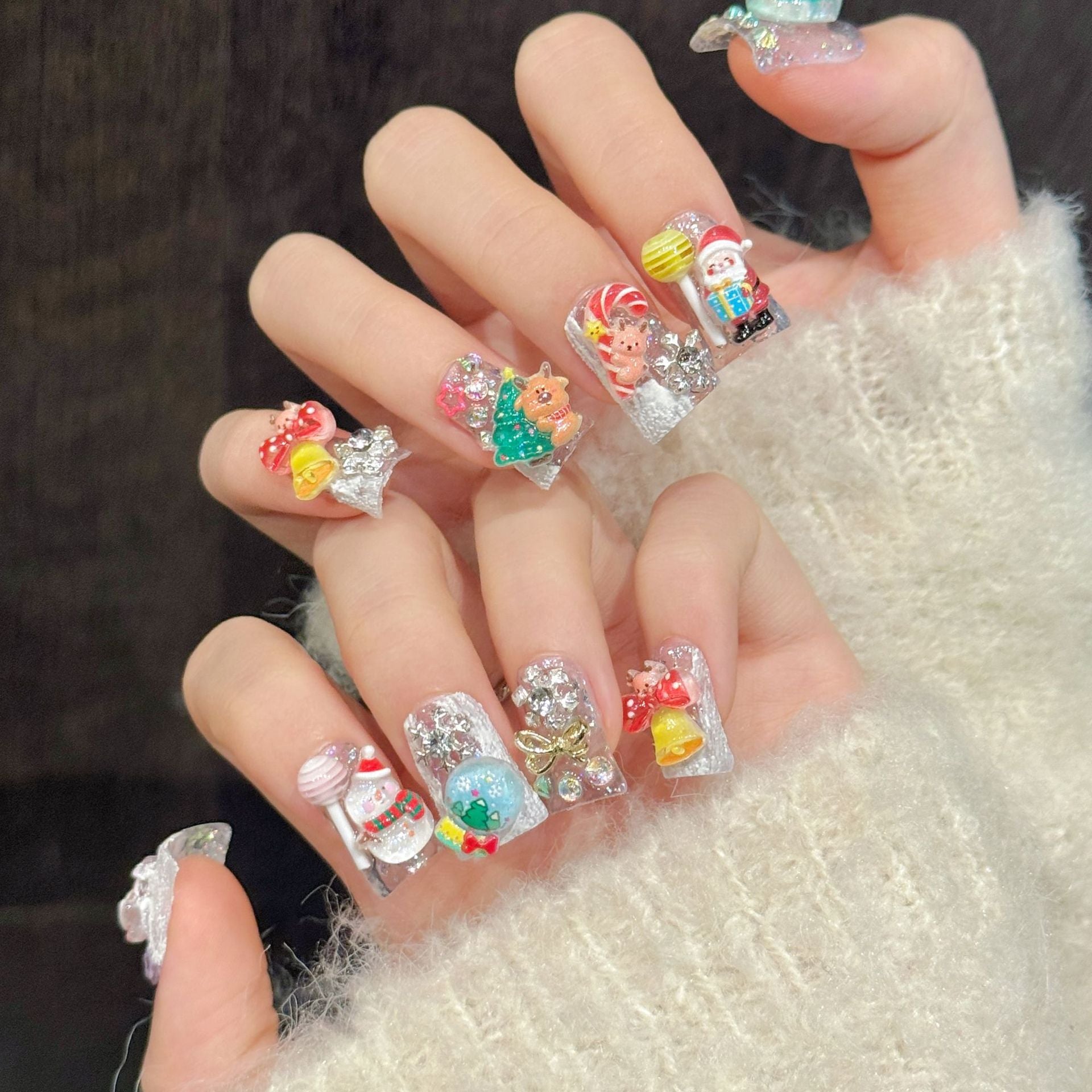 Cute Candy Christmas Charm Nails