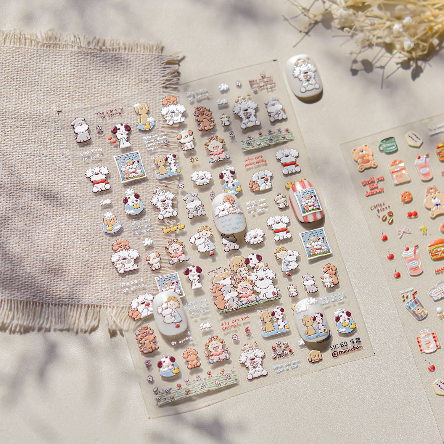 Puppy & Girl: "Miiichan's Pet Club" – 5D Embossed Nail Sticker