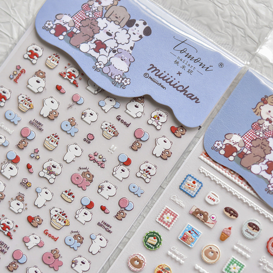 365nails: "miiiichan girl & dog stamp embossed set" – Nail Art Stickers