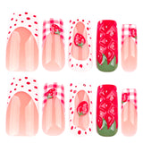 3D three-dimensional strawberry explosion sweet French press-on nails