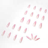 Unhas postiças francesas pequenas em V rosa, com remendo para unhas, acabamento em nail art, unhas postiças removíveis｜365nails