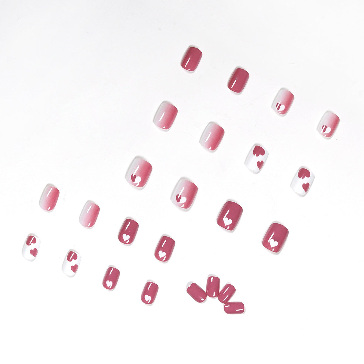 覆盆子塗鴉桃心甲片 成品可拆卸｜365nails