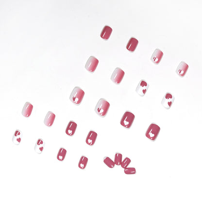 Raspberry graffiti peach heart nail patch fake nail wear nail art finished nail patch removable nail piece factory sales｜365nails