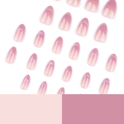 Explosive French pink and purple cat eye , simple short almond nail , repeatable  nail art｜365nails