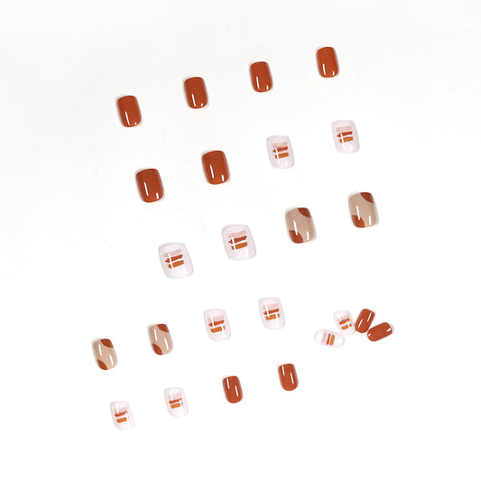 Hazelnut graffiti fake nail nail patch nail patch press-on nails art finished product removable nail piece factory sales｜365nails