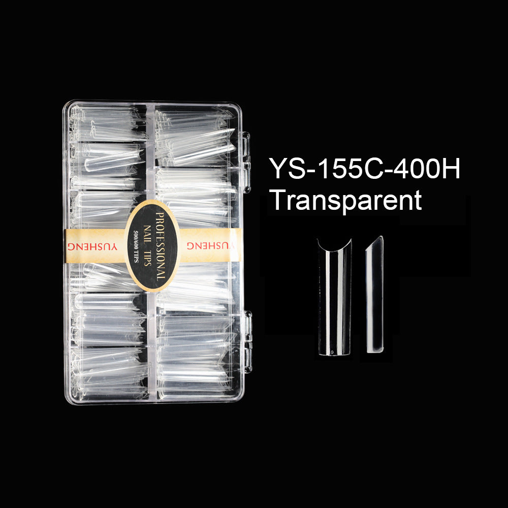 Nail Tips long semi-sticker nail pieces 500 pieces, boxed light and extended French nail pieces, transparent color XXL water pipe nail pieces (MOQ=20)