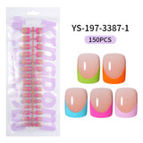 Nail Tips French press on nails  explosion five-color rectangular versatile removable patch manicure 150 pieces fake nail piece