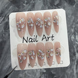 Handmade press-on nails pure desire ice blush nail flash long nail patch wearable fake nail wholesale｜365nails