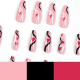 Almofadas para unhas artísticas, pó longo, balé, linhas pretas e brancas, almofadas longas para unhas, atacado｜365nails