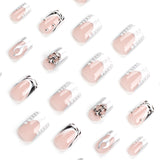 press on nails nude hot silver flame press on nails piece square nail patch fake nail wholesale｜365nails
