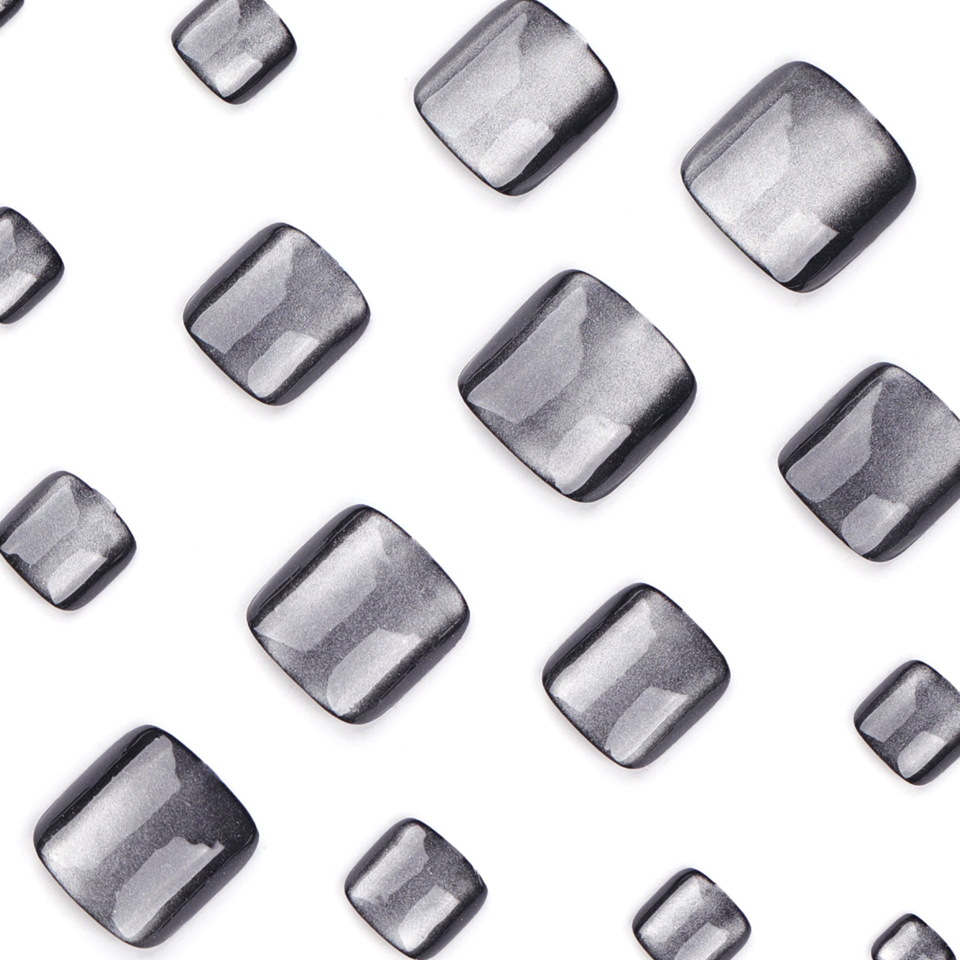 Foot manicure  black solid color cat eye foot nail  explosion  press on nails｜365nails