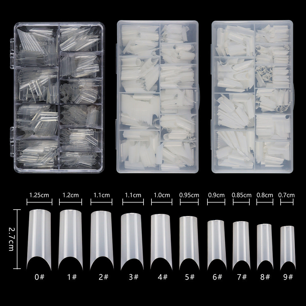 Nail Tips nail pads Transparent semi-stickers Shallow stickers 500 pcs Bag flat-head water pipe nail patches Nail art extension fake nail pads