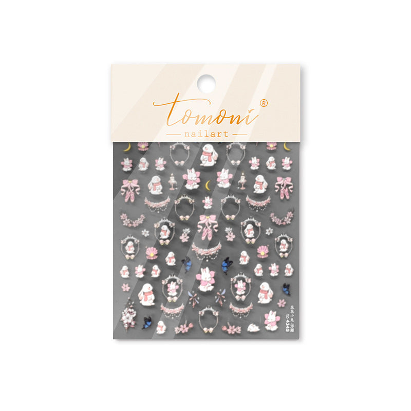Cherry Blossom Princess Jewel: "Royal Sakura Frame" – 5D Embossed Nail Sticker
