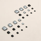 White, sweet and cool, black solid color manicure, flash silver, special fake  for press-on nails feet, Press-on toenails ｜365nails