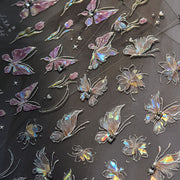 Holographic Crystal Butterfly: "Iridescent Clear" – 3D Nail Sticker