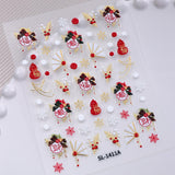 Bronzing Snowflake Lucky Bag Nail Art Sticker 5D Embossed Three-dimensional Snowball Snowflake DIY Nail Sticker Jewelry SL