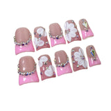 Uñas de pico de pato, dulces uñas francesas grabadas, arte de uñas transparente hielo, puro deseo, alta sensación, uñas postizas hechas a mano, venta al por mayor | 365nails