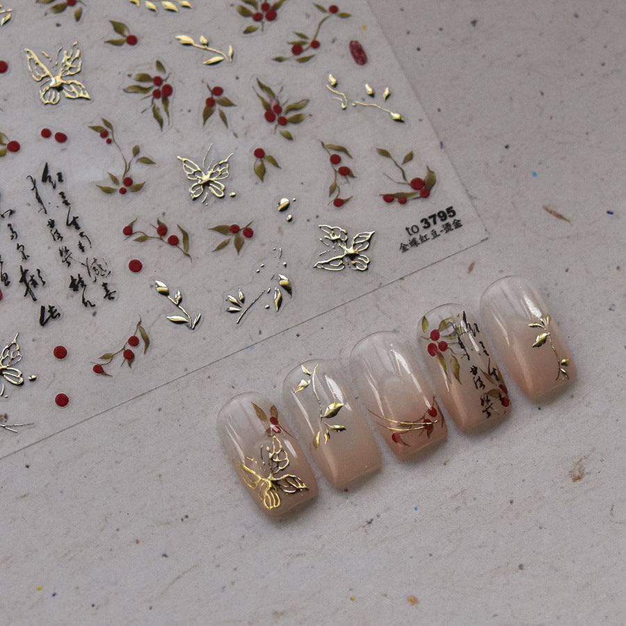 365nails: "Oriental Red Bean & Butterfly" – nail art stickers