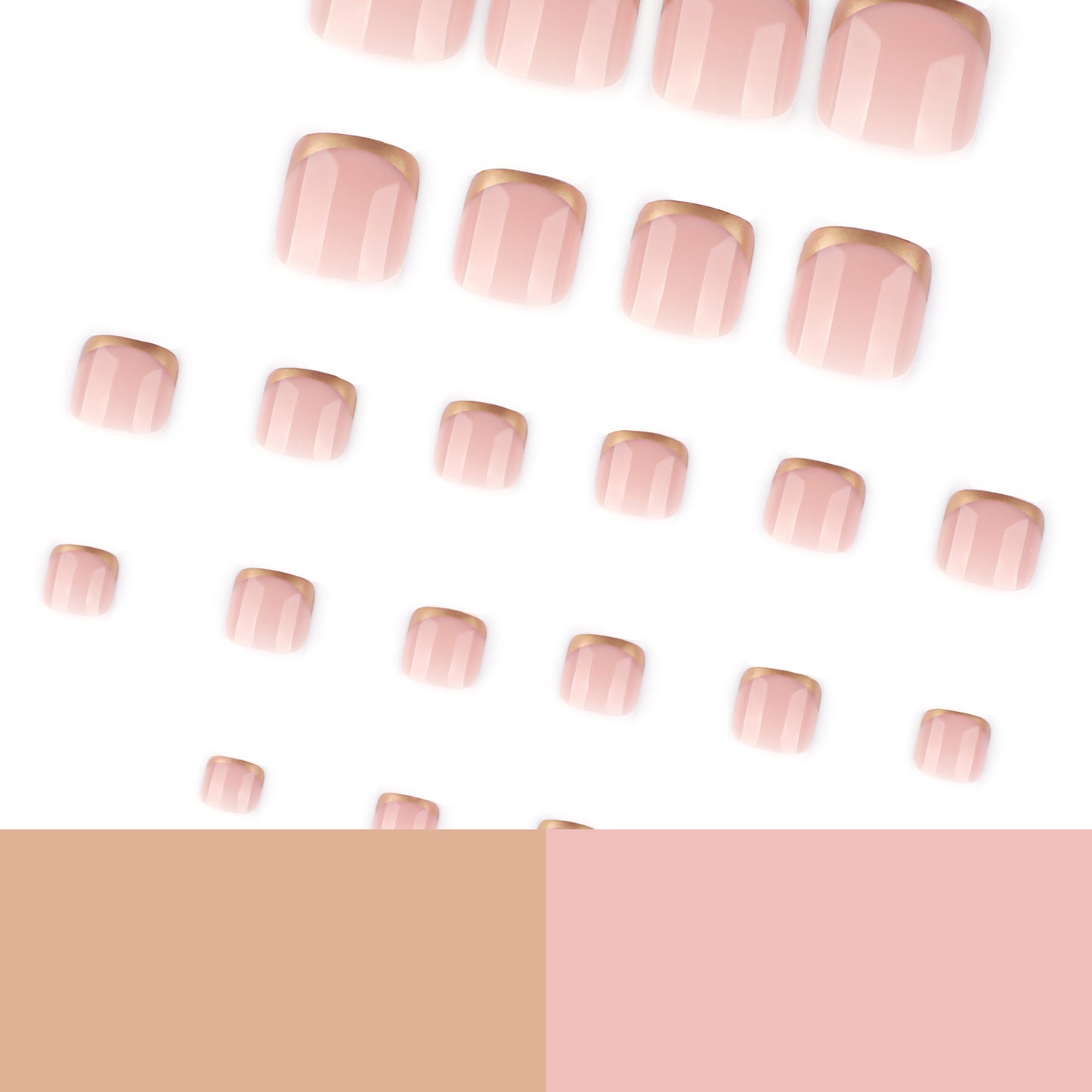 Casual toe nails, short square nails, wearable nails, manicure toes