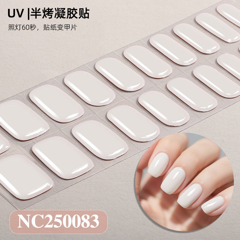 Semi-Cured Gel Nail Strips Solid Color Glossy Classic Design (MOQ=3)