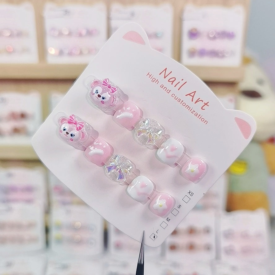 Shirley Mei Cute Kids Press On Nails with Bow Hearts