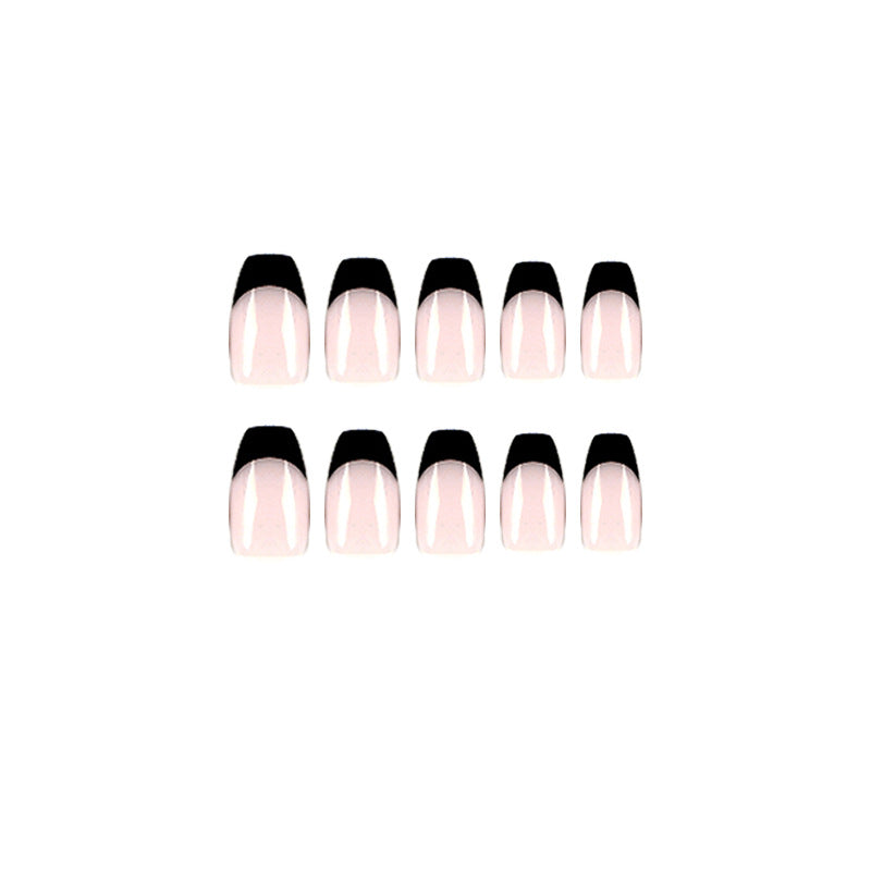黑色法式短款芭蕾形穿戴甲 批發｜365nails