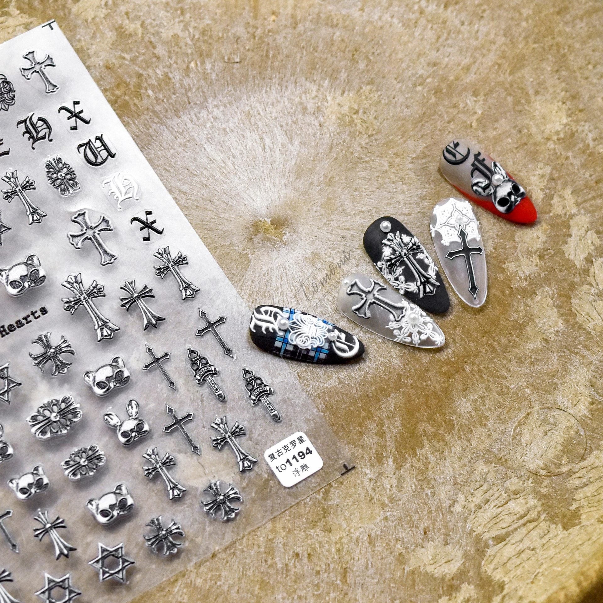 365nails: "Chrome Hearts Gothic Cross Skull" – Nail Art Stickers