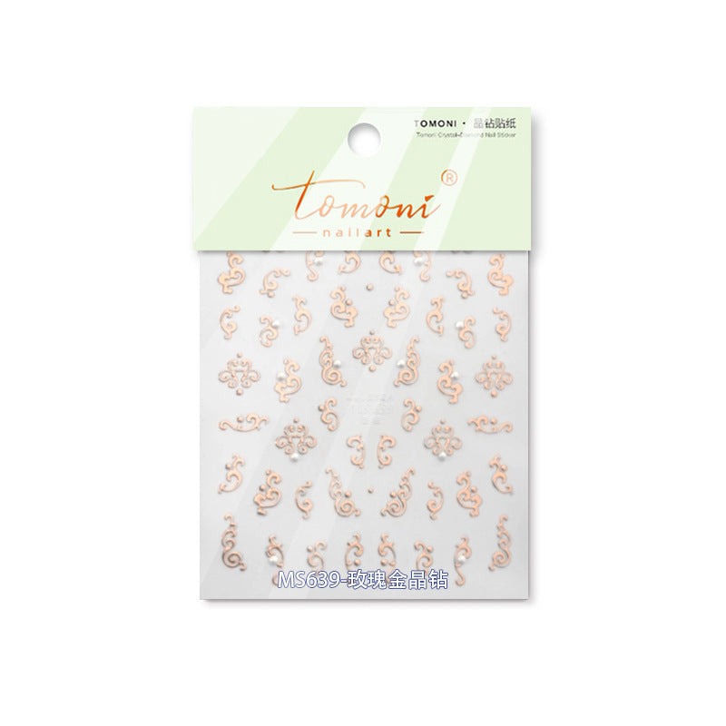 Musical Note Collection: "Rose Gold Melody" – 3D Crystal Nail Sticker