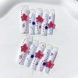 Red Blue Star Pop Art Press On Nails