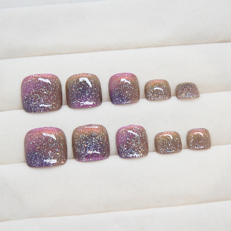 Nail art piece Nail piece cat eye press-on nails removable toenail piece  Press-on toenails nail piece Rainbow ｜365nails