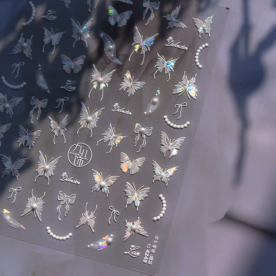 365nails: "Iridescent White Butterfly" – nail art stickers