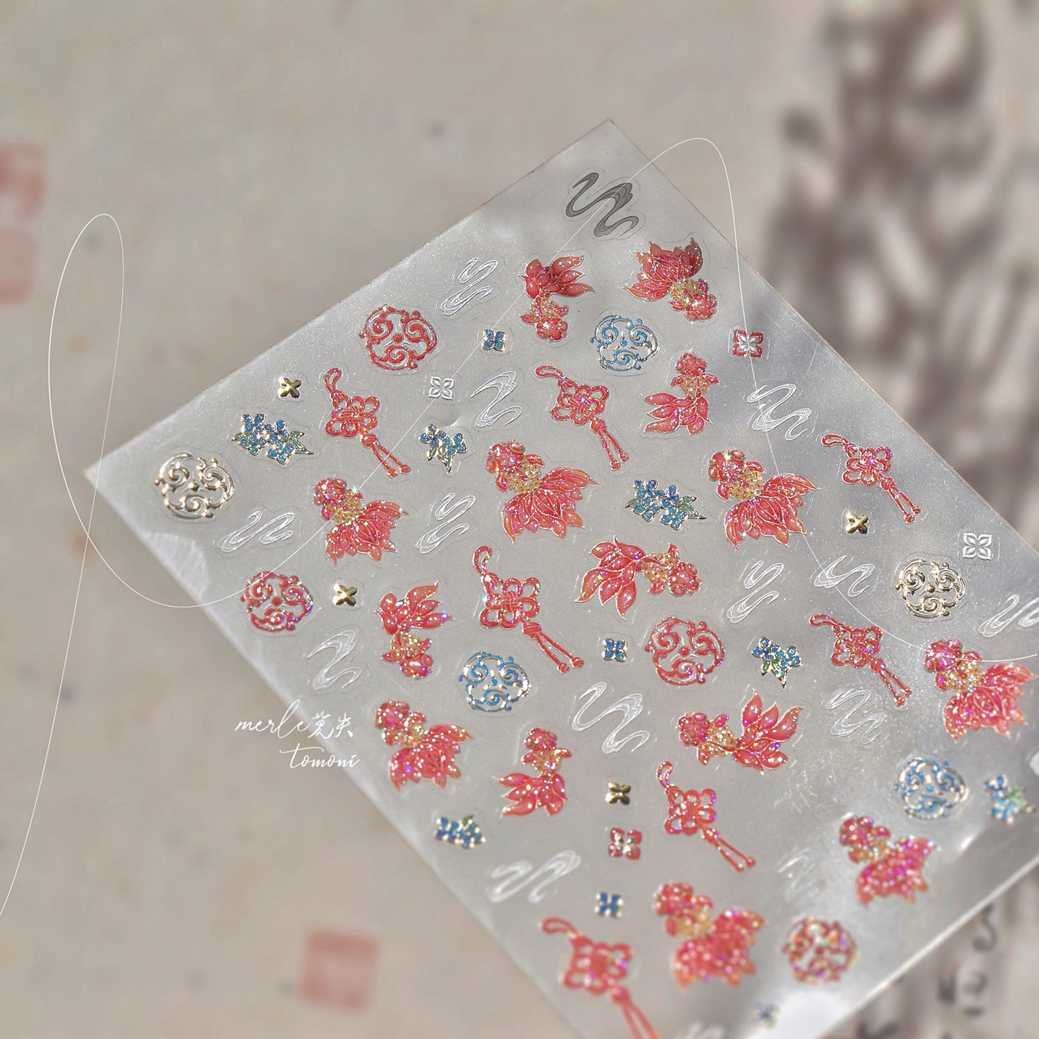 粉彩蝴蝶與緞帶系列：「夢幻飛舞」– 3D 亮粉甲貼