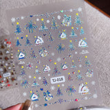 Christmas colorful hut nail art sticker 5D relief three-dimensional Christmas atmosphere nail sticker jewelry TJ model