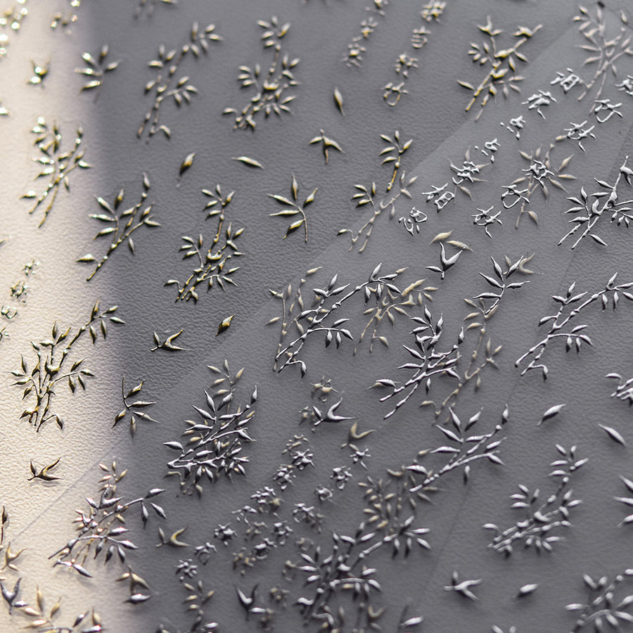 365nails: "Metallic Bamboo & Leaf Embossed Set" – Nail Art Stickers