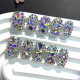 AB Crystal Full Rhinestone Square Press On Nails