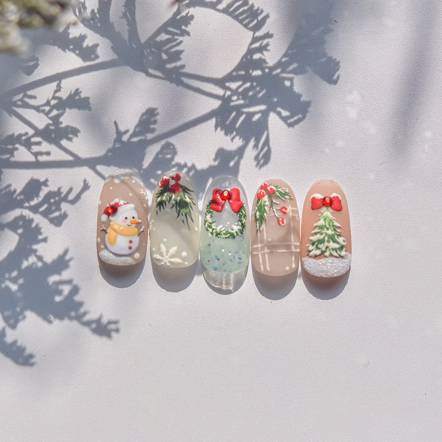 365nails: "Boneco de Neve e Guirlanda de Natal" – Adesivos para Unhas